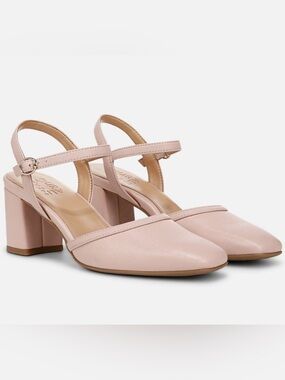 Naturalizer Wave Dress Cameo Blush Pink Faux Leather Block Heel Sandals